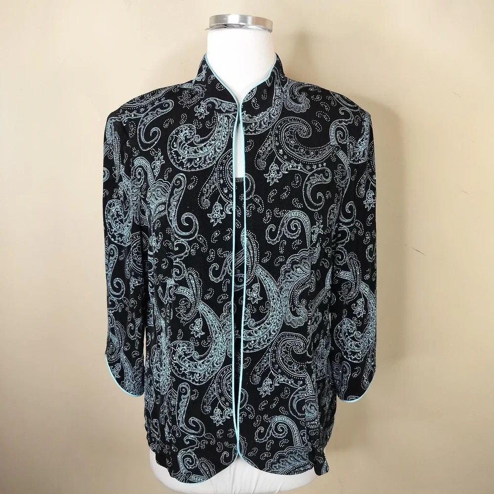 Alex Evenings‎ Jacket + Tank Set Paisley Floral Shimmer